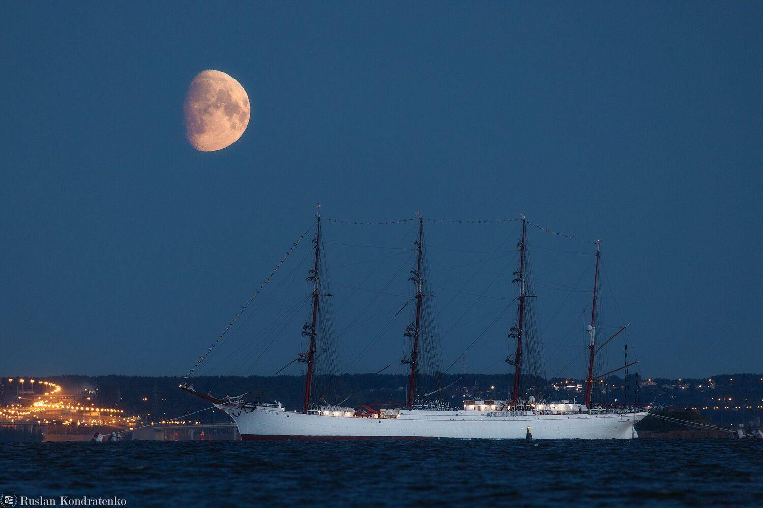 санкт-петербург, луна, полнолуние, восход луны, прострел, заход луны, кронштадт, седов, барк, барк седов, Кондратенко Руслан