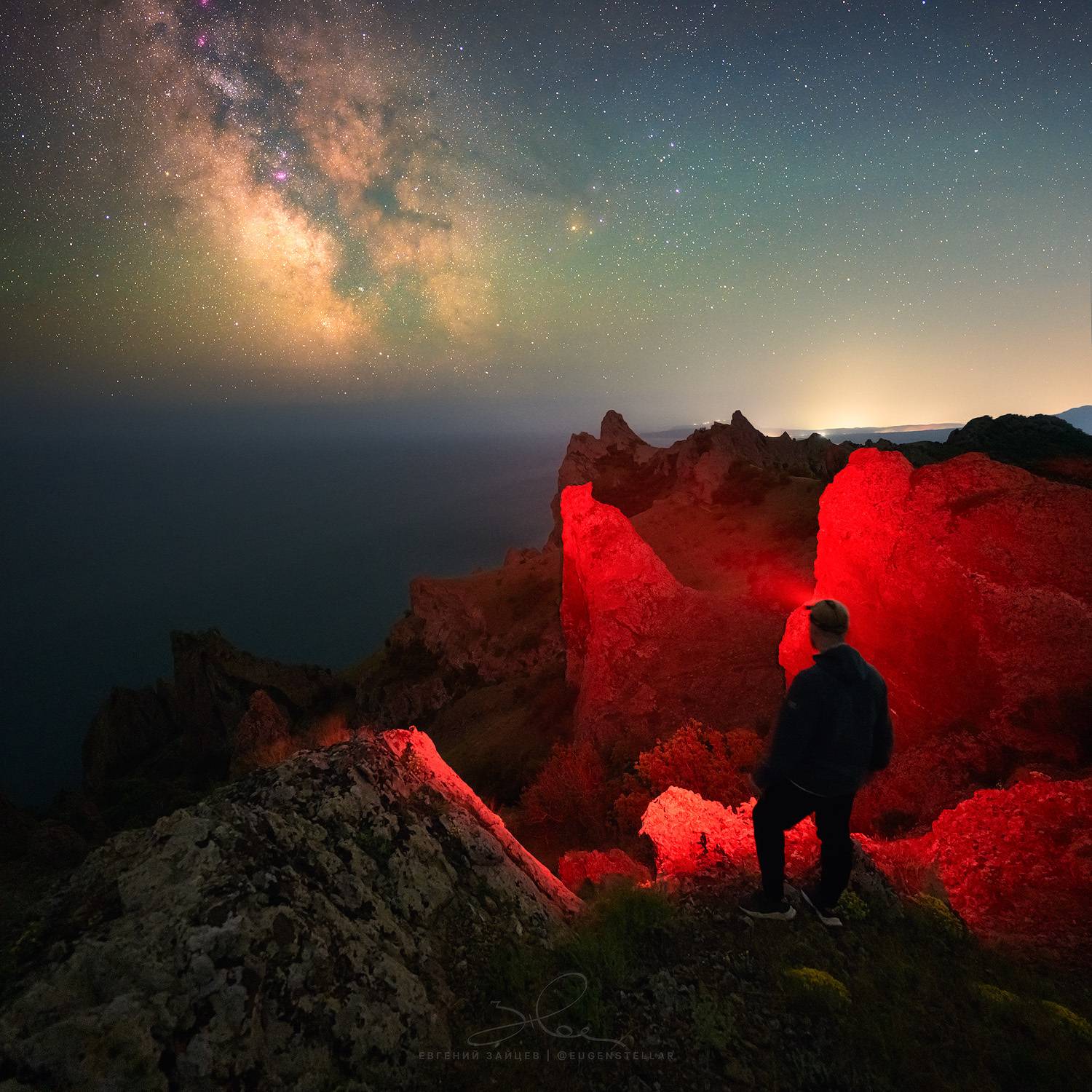 ночь, астрофотография, пейзаж, заповедник, карадаг, крым, звезды, млечный путь, вулкан, Женя Зайцев