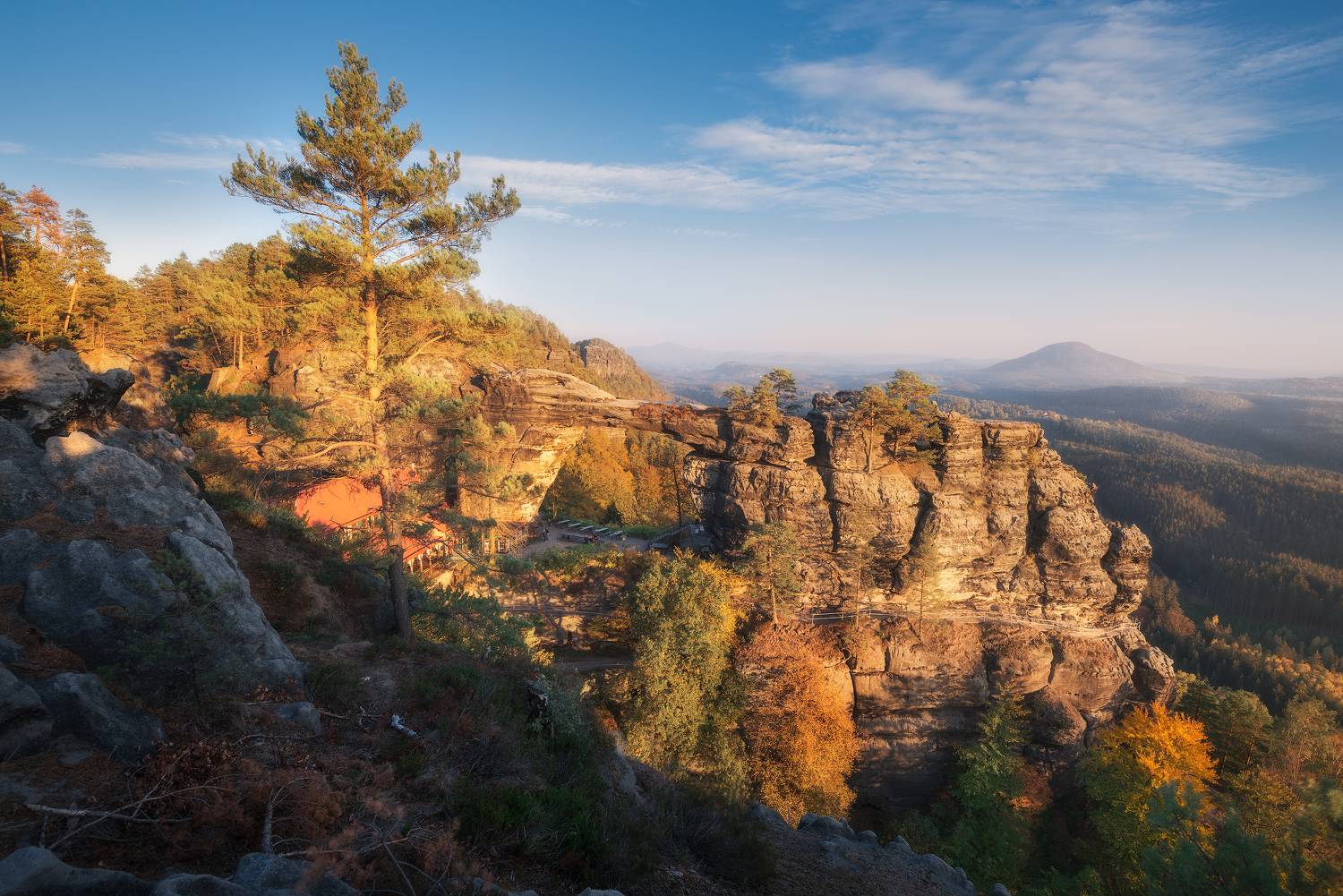 чехия, скала, лес, закат, рассвет, парк, заповедник, богемская швейцария, саксонская швейцария, природная арка, осень, czechia, czech republic, arch, forest, sunset, sunrise, bohemian switzerland, saxon switzerland, autumn, Эрнест Вахеди