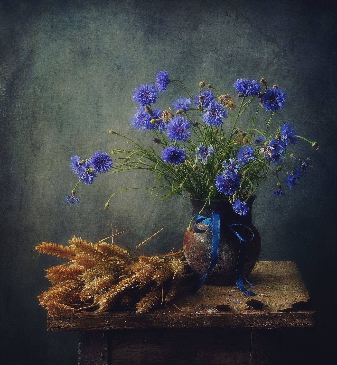 натюрморт,васильки,цветы,колоски,пшеница,август,лето, Наталия К