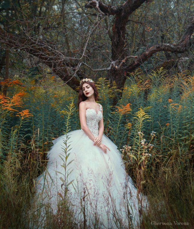 девушка, лес, сад, цветы, цвета, girl, dark, wood, forest Ева фото превью