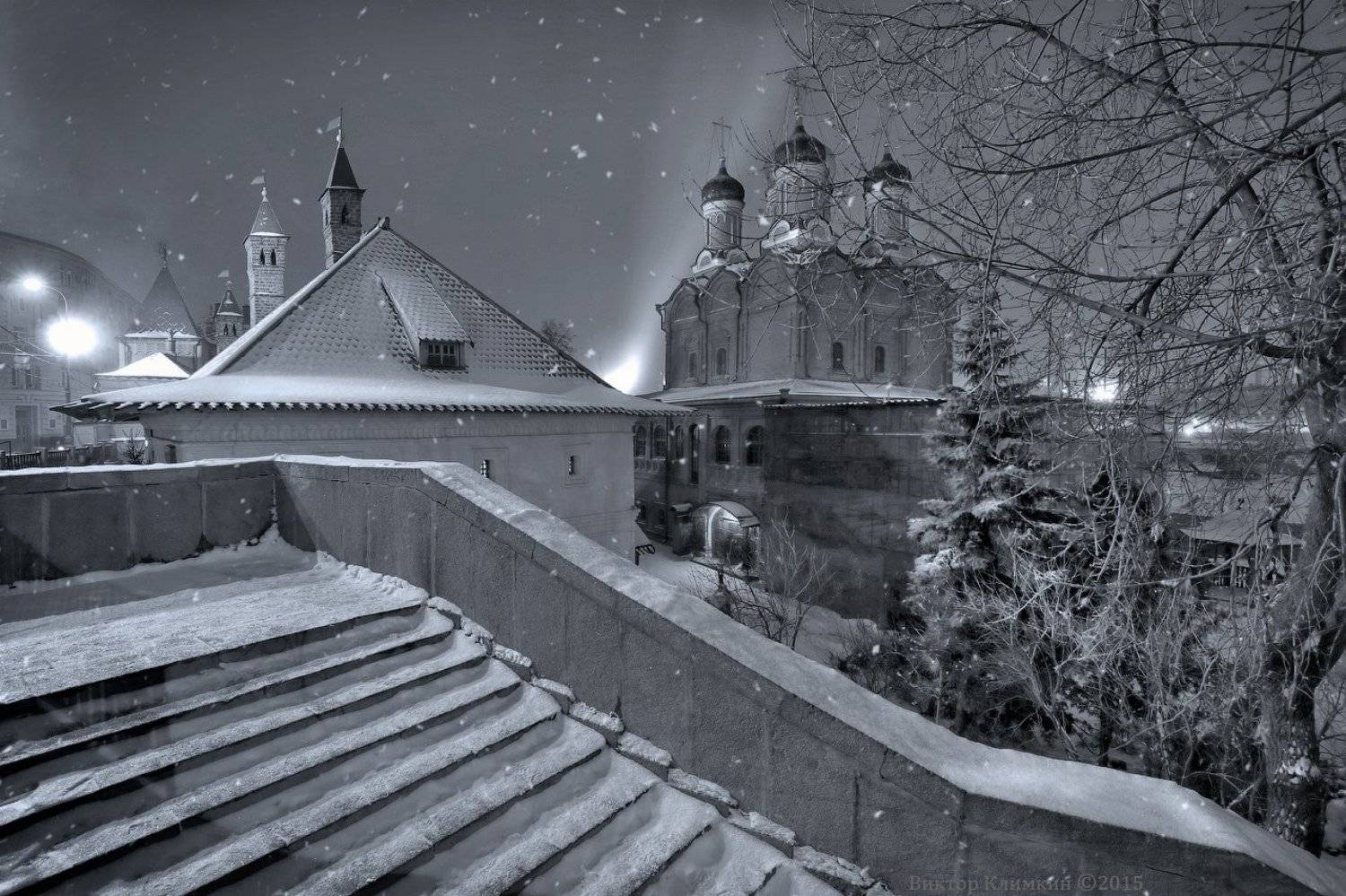 Варварка, Вечер, Зарядье, Зима, Знаменский собор, Москва, Снег, Виктор Климкин