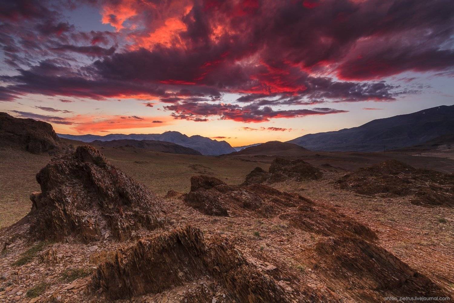 алтай, горы, закат, небо, облака, пустыня, Антон Петрусь