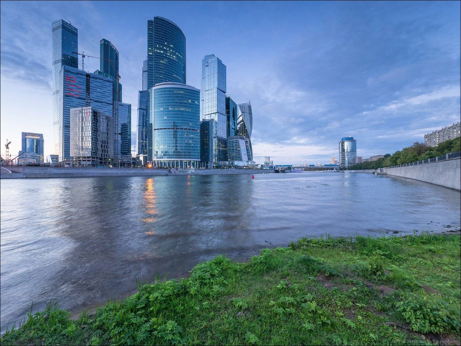City, Evening, Moscow, River, Russia, Skyscrapers, Вечер, Город, Москва, Небоскребы, Река, Россия, Сити, Юрий Дегтярёв