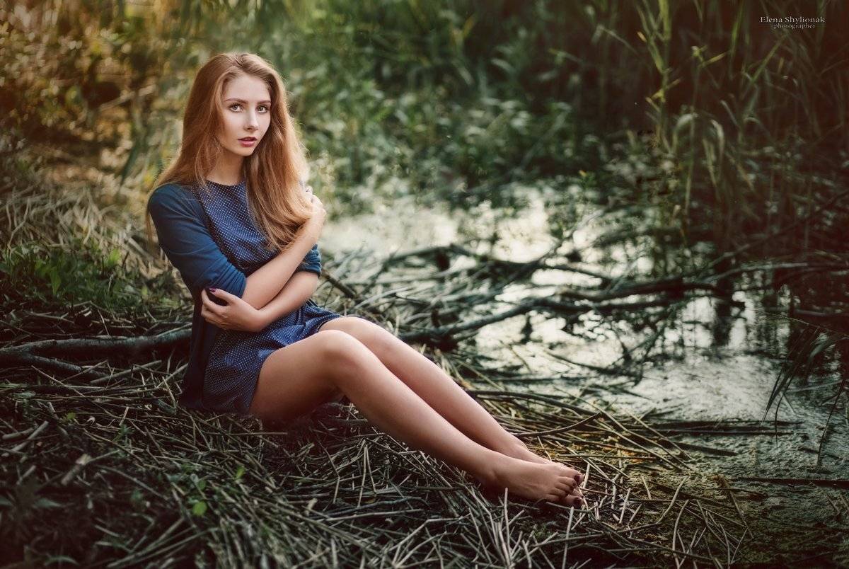 деушка, вода лето, болото, синий, глаза, Шиленок Елена