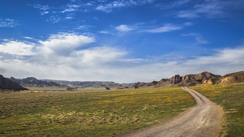 Казахстан, Река, Дорога, Тамгалы, Тас, Или,  Тамгалы Тас фото превью