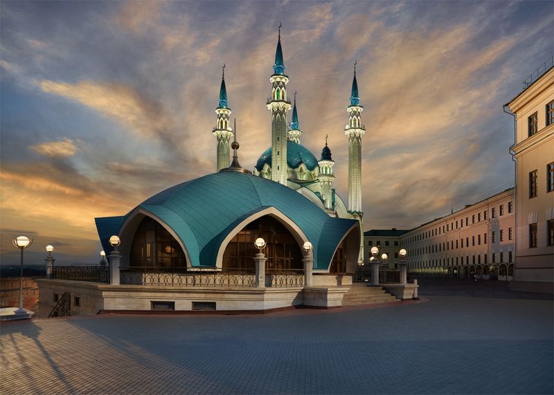 город, архитектура, мечеть, казань, вечер, здание,памятник Мечеть Кул Шариф фото превью