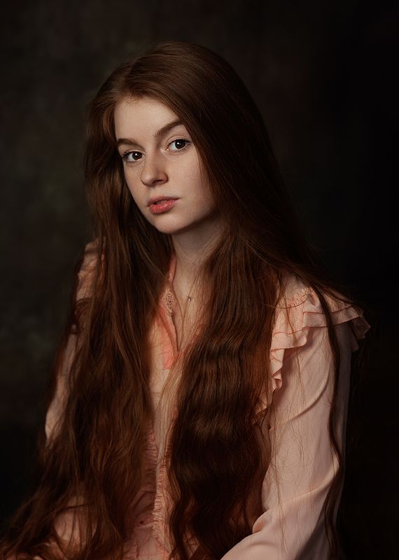 рыжая, длинные волосы, девушка, домашняя съемка, портрет, canon, portrait, рыжие волосы, винтаж Настенька фото превью