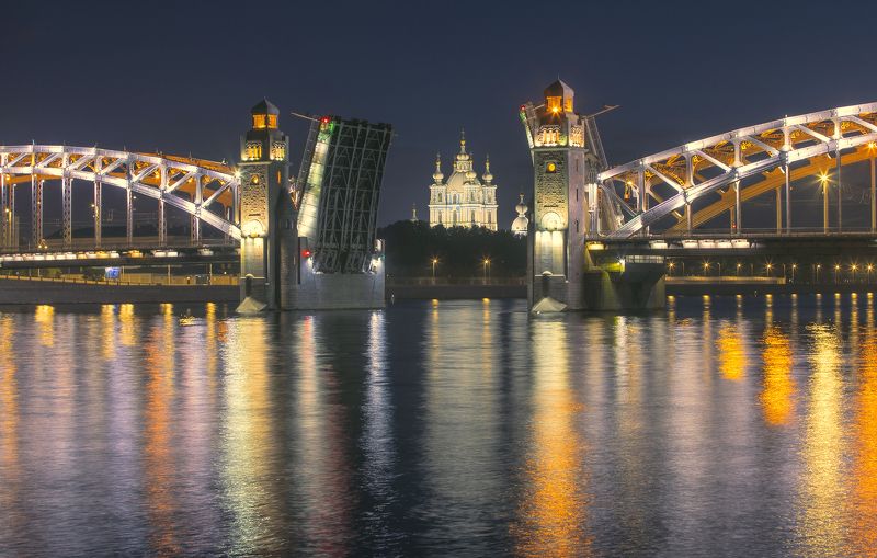 санкт-петербург,большеохтинский мост,смольный собор СПб фото превью