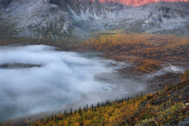 кольский, мурманская, кандалакша, зима, осень, снег, горы, залив, озеро, туман Кольский полуостров фото превью