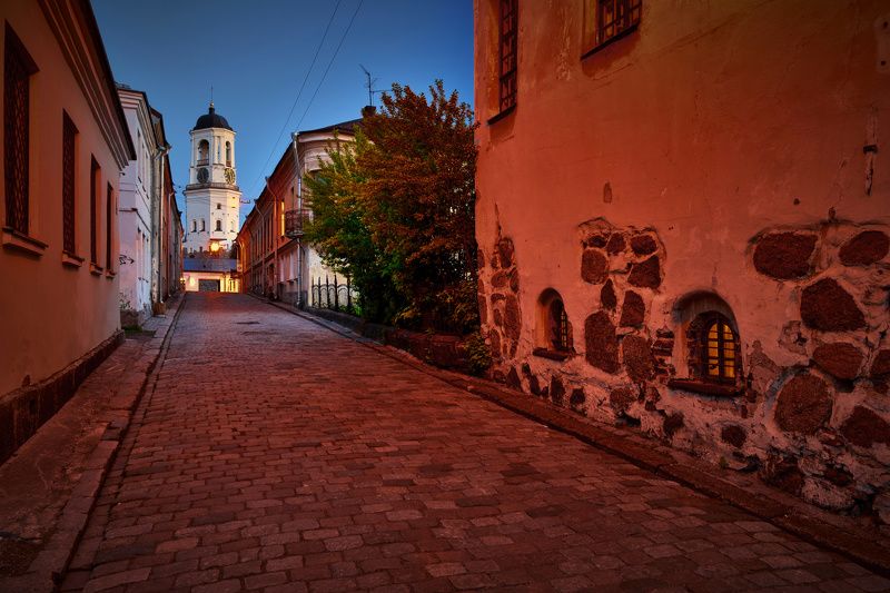 выборг, белая ночь, часовая башня, улочка, На Водной Заставе фото превью