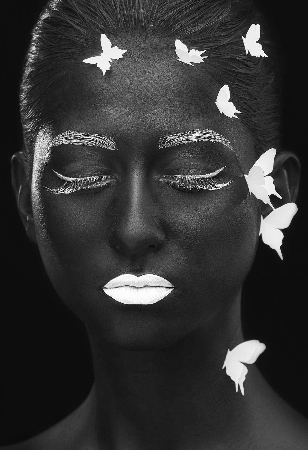 модель, девушка, макияж, чёрный, белый, Дёгтев Евгений