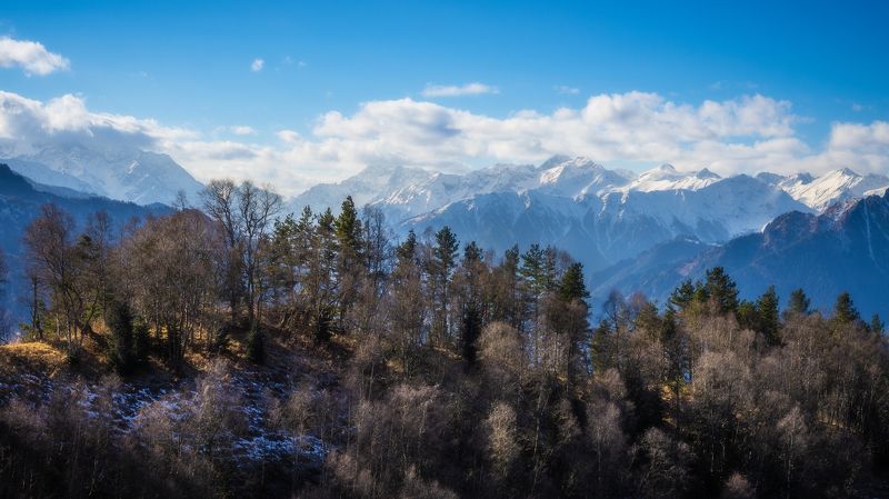 Солнечный зимний день в горах. фото превью