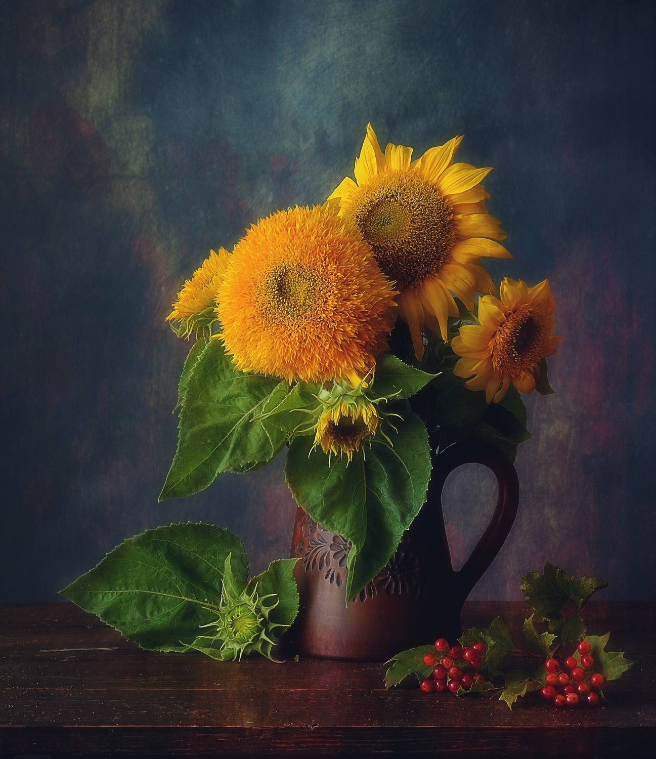 натюрморт,подсолнухи,цветы,калина,август, Наталия К