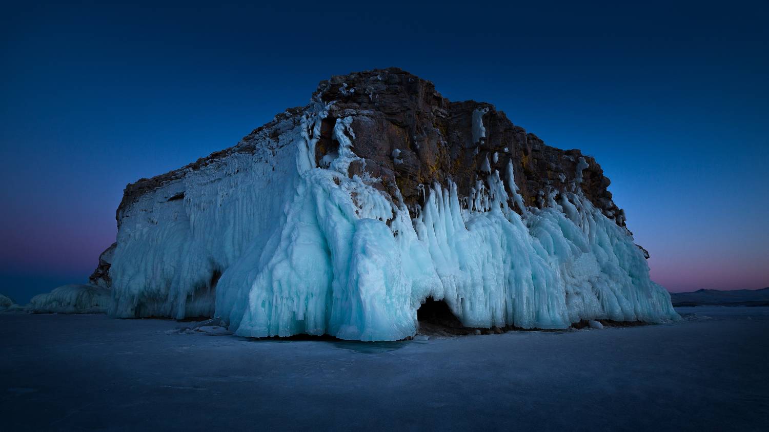 Скала, утёс, лёд, зима, закат, сумерки, холод, Андреев Сергей