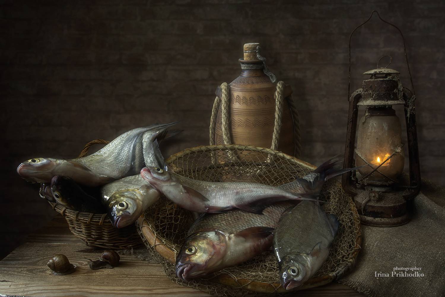 натюрморт, рыба, деревенский, улов, Приходько Ирина