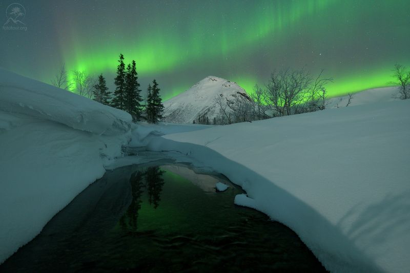 вудъявр, кольский, кировск, хибины, зима, фототур на кольский, мурманская область, речки, зимний кольский Зеленые ленты фото превью