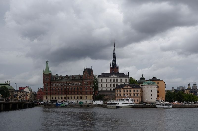 embankment, city, temple, cathedral, spire, ship, bridge, architecture Morning фото превью