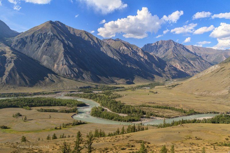 горы, долина, озеро, река, аргут,  карагем, коксу, закат, дождь, линии, облака, склоны, остров, тайга, алтай Созерцание фото превью