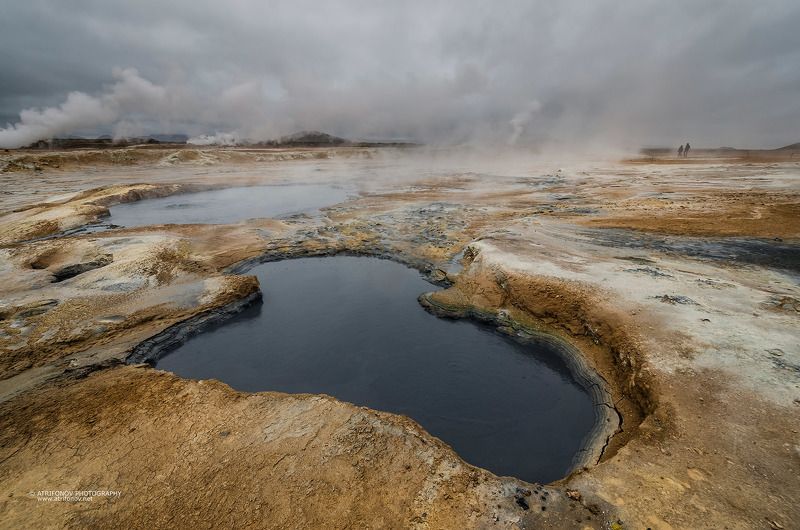 Namaskard, Iceland, summer, smoke, sulphur, field, sky, lake, water, poison Namaskard фото превью