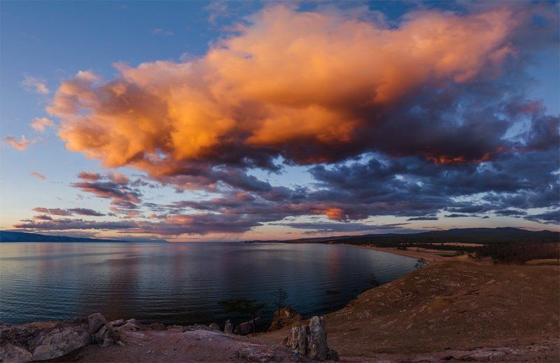 Байкал, Берег, Закат, Небо, Облака, Озеро, Пейзаж, Природа, Путешествие Облачко фото превью