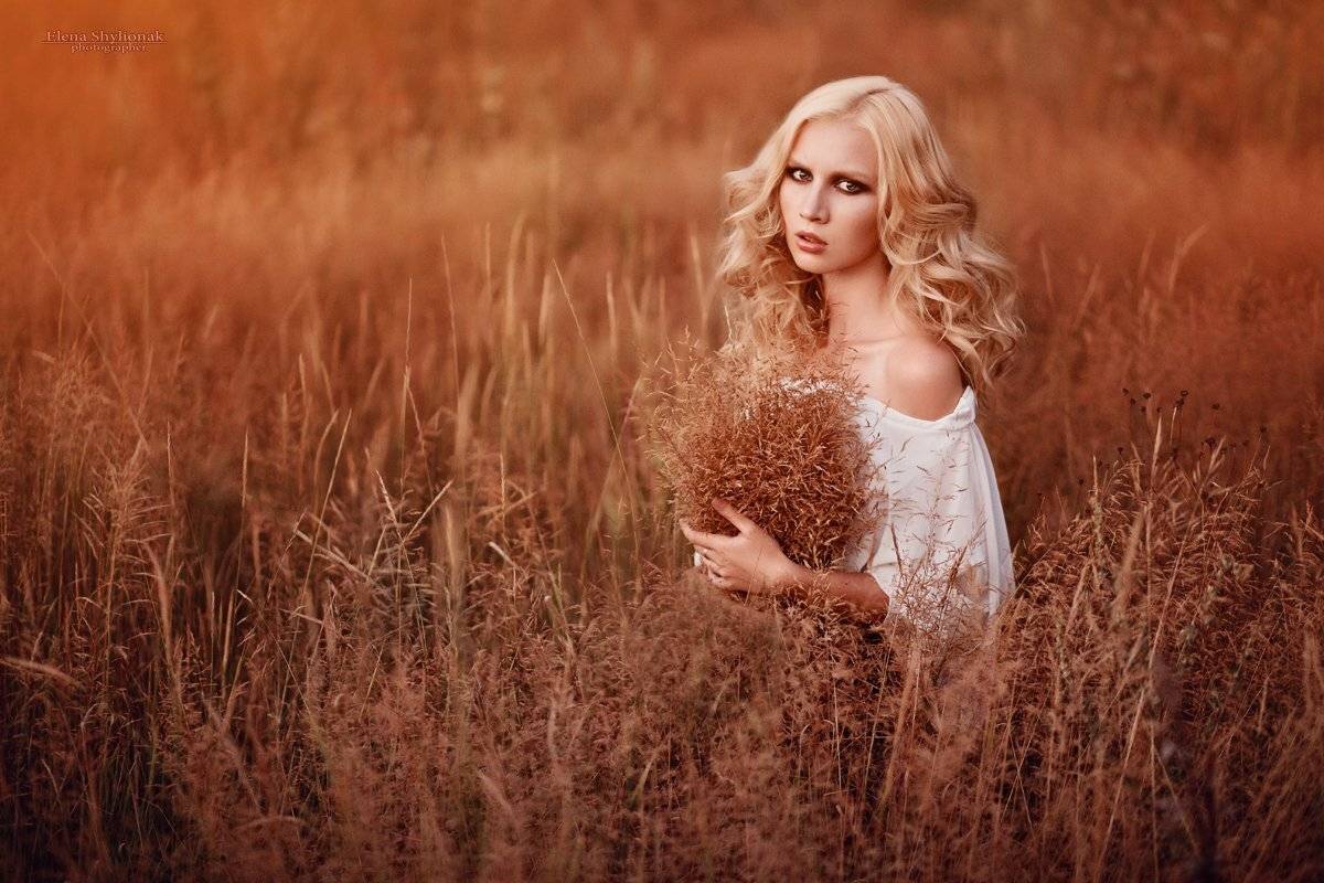 трава, поле, закат, девушка, солнце, Шиленок Елена