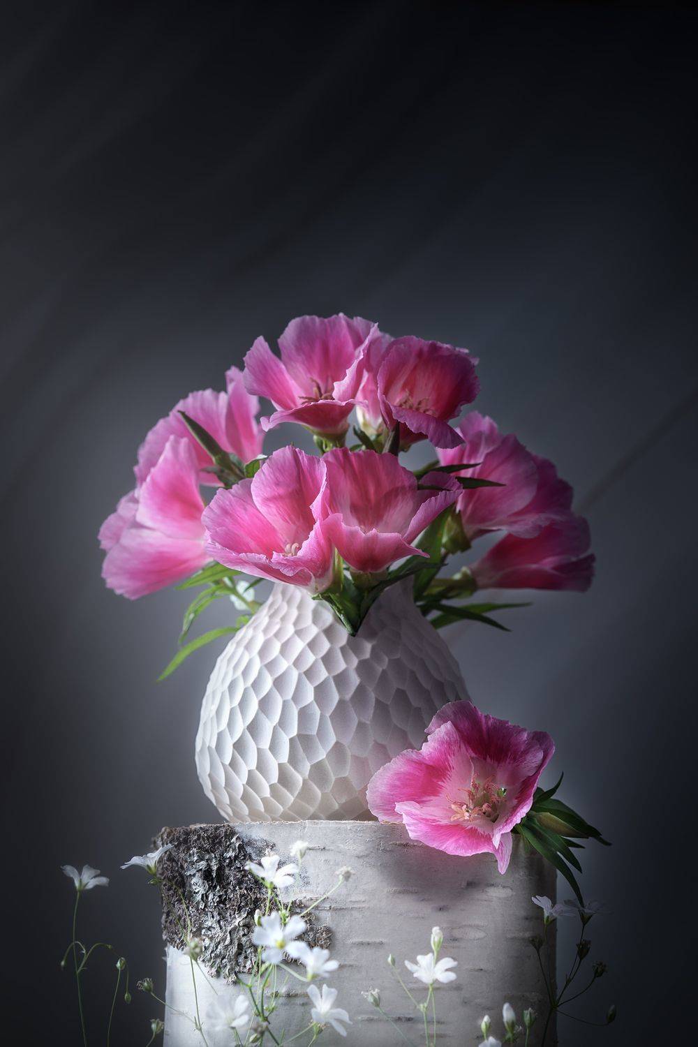 цветы, букет, розовые цветы, годеция, флора, цветение, лето, ваза, натюрморт, ЯR Ольга