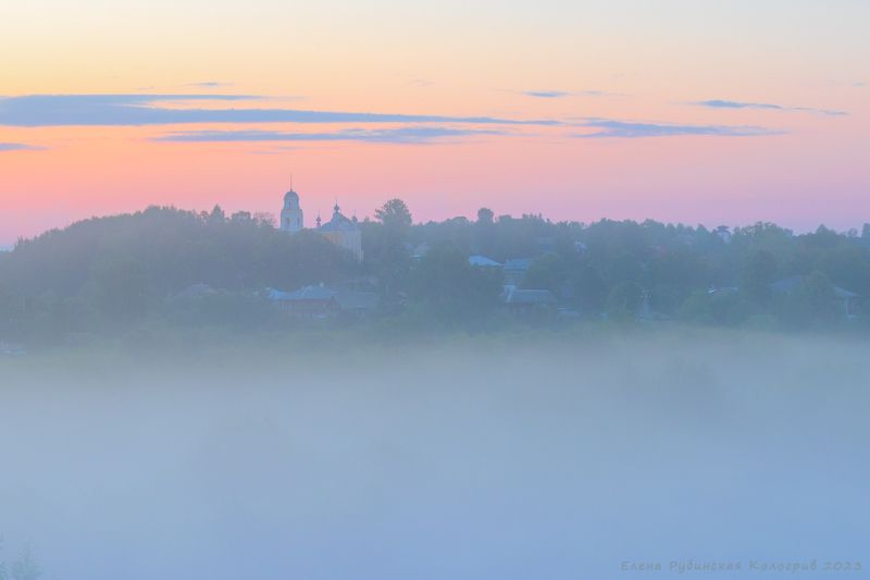 кологрив, костромскаяобласть, костромская область, туман, утро, рассвет,церковь На том берегу фото превью
