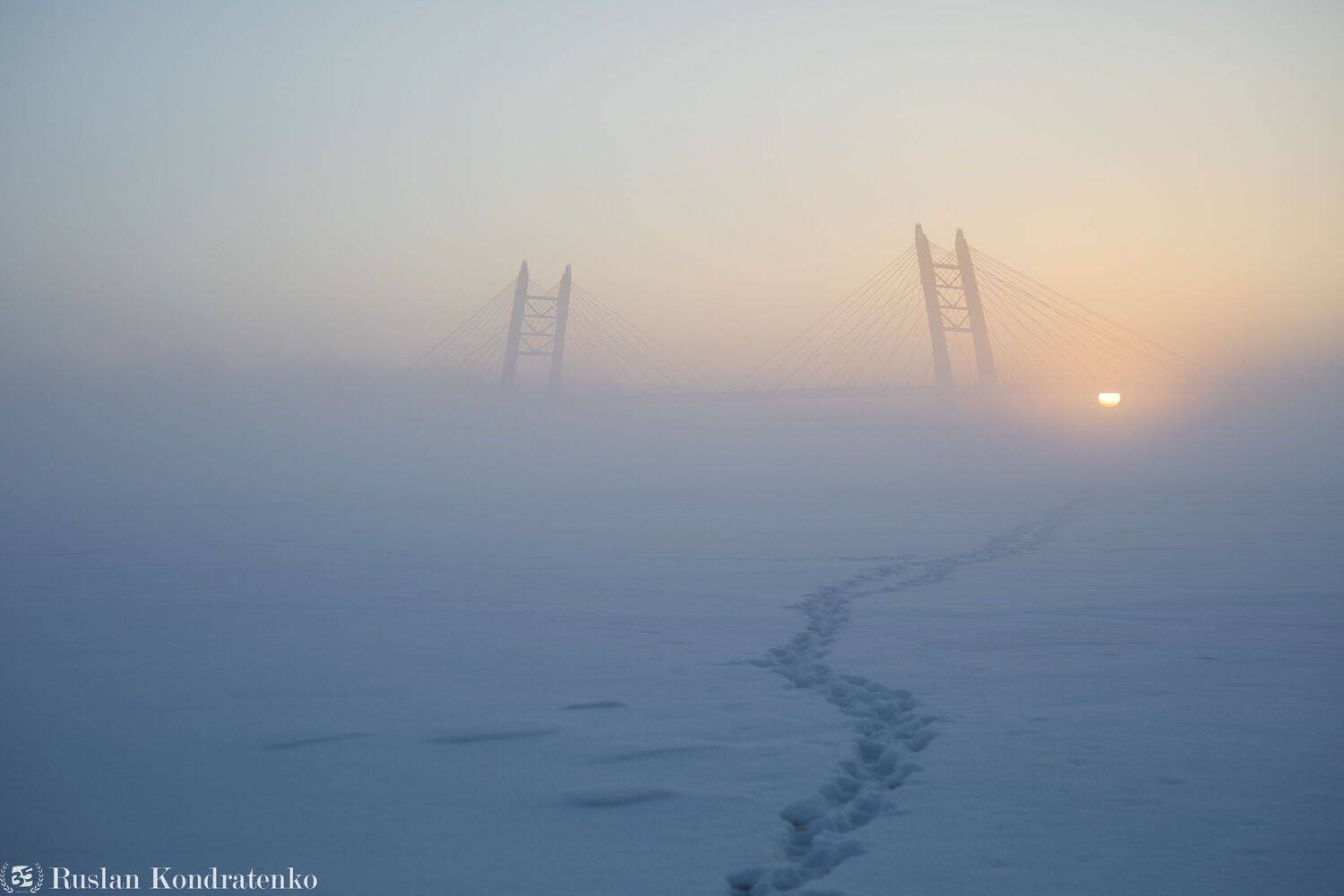 санкт-петербург, закат, вантовый мост, зсд, туман, рассвет, Кондратенко Руслан