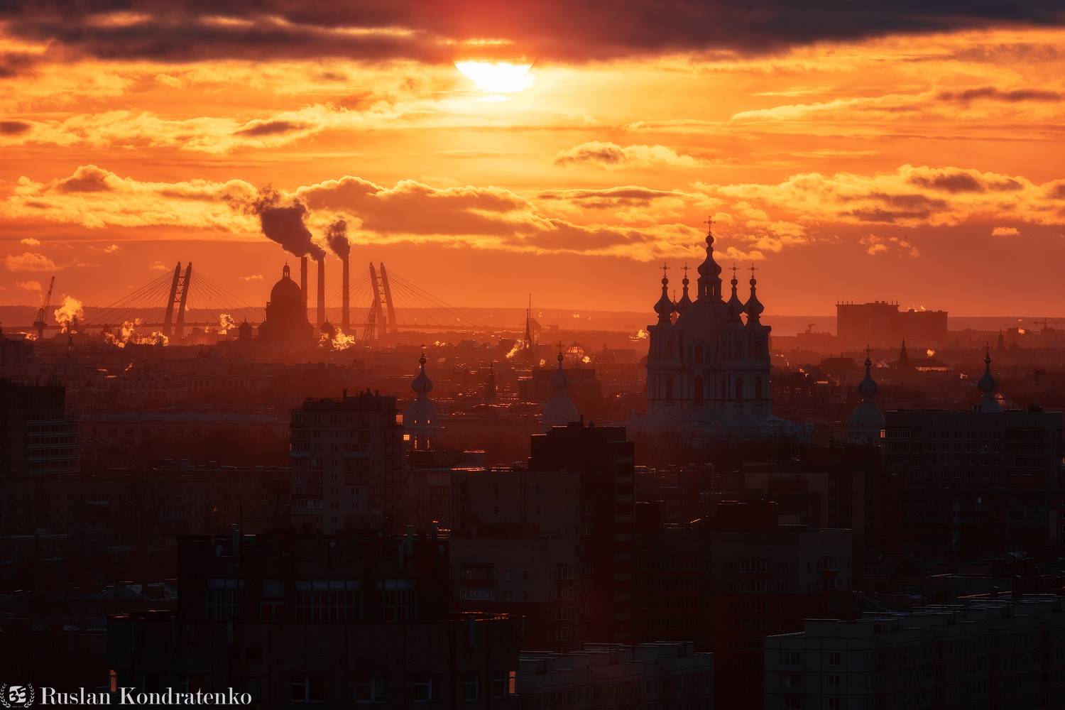 санкт-петербург, закат, исаакиевский собор, прострел, смольный собор, зсд, вантовый мост, Кондратенко Руслан