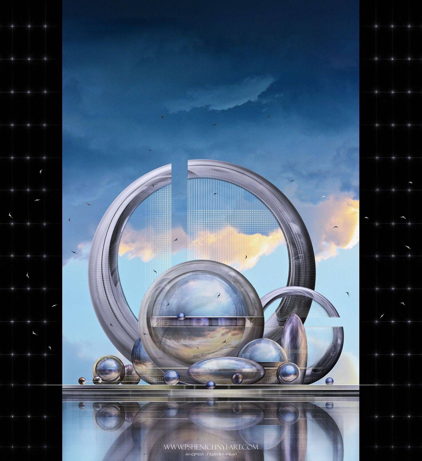 фантастика, будущее, концепция, матрица, сферы, космическая станция, модуль, архитектура, система, небо, Пшеничный Андрей