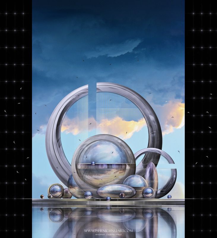 фантастика, будущее, концепция, матрица, сферы, космическая станция, модуль, архитектура, система, небо За пределами матрицы фото превью