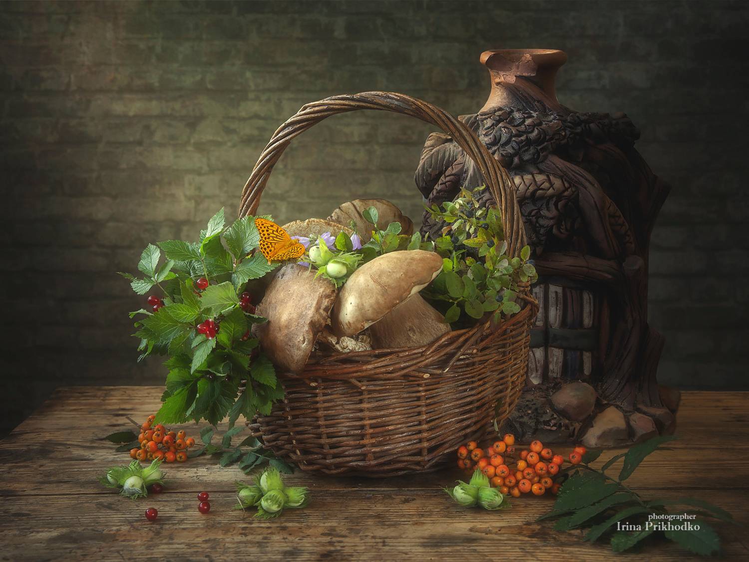 натюрморт, лето, корзинка, грибы, ягоды, Приходько Ирина