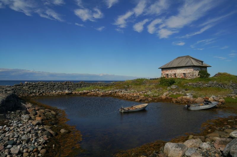shore, boat, sea, island, sky, summer, landscape, horizon Summer фото превью