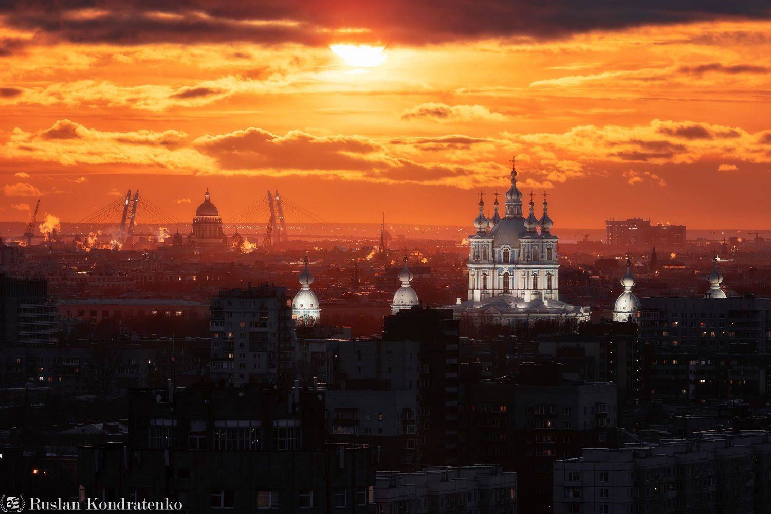 санкт-петербург, закат, исаакиевский собор, прострел, смольный собор, зсд, вантовый мост, time blending, композитная фотография, Кондратенко Руслан