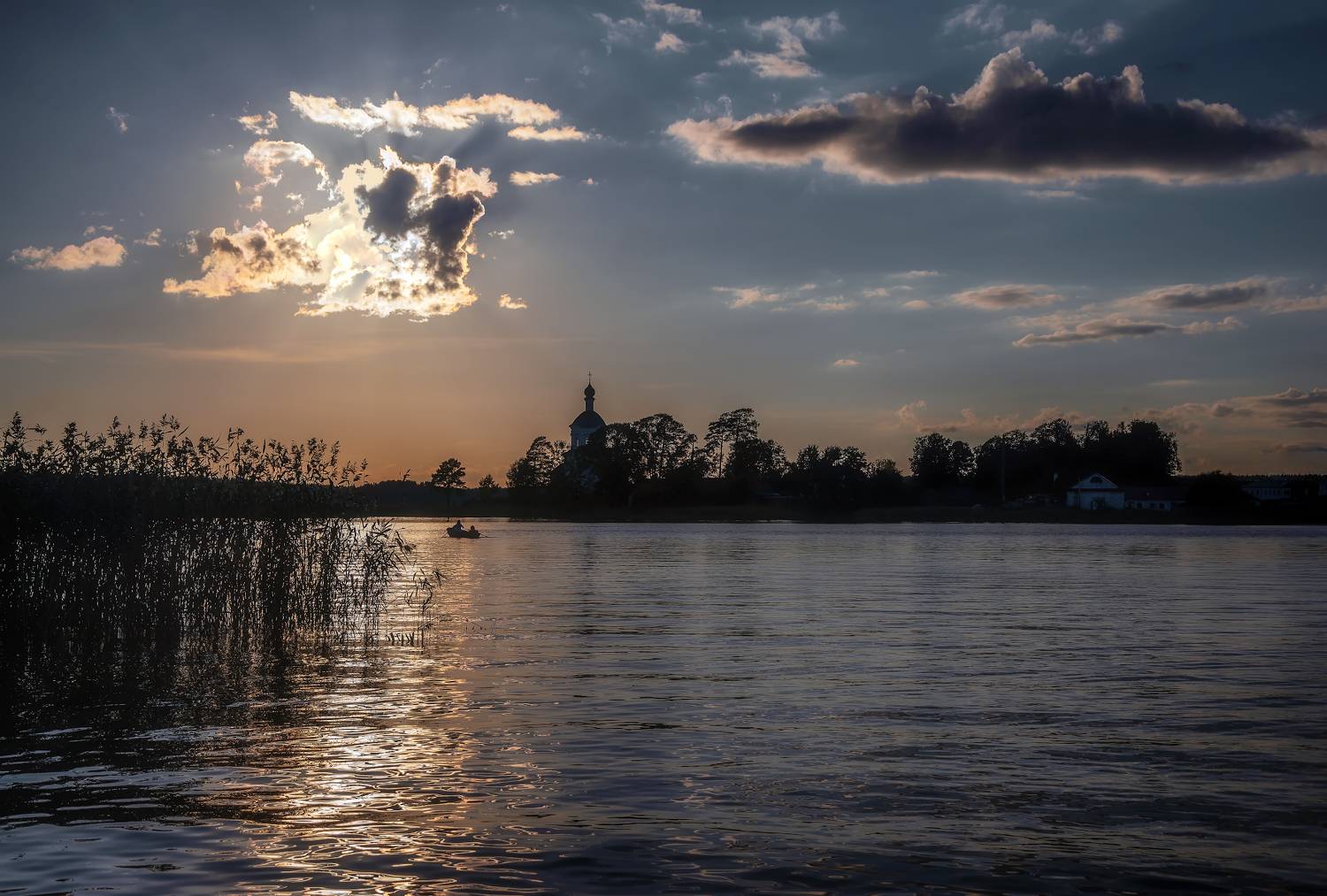 озеро, вечер, штиль, Сергей Аникин