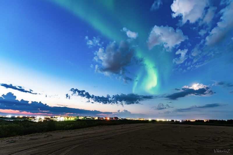 северное сияние, полярное сияние, заполярье, aurora borealis, polar lights Летнее. фото превью