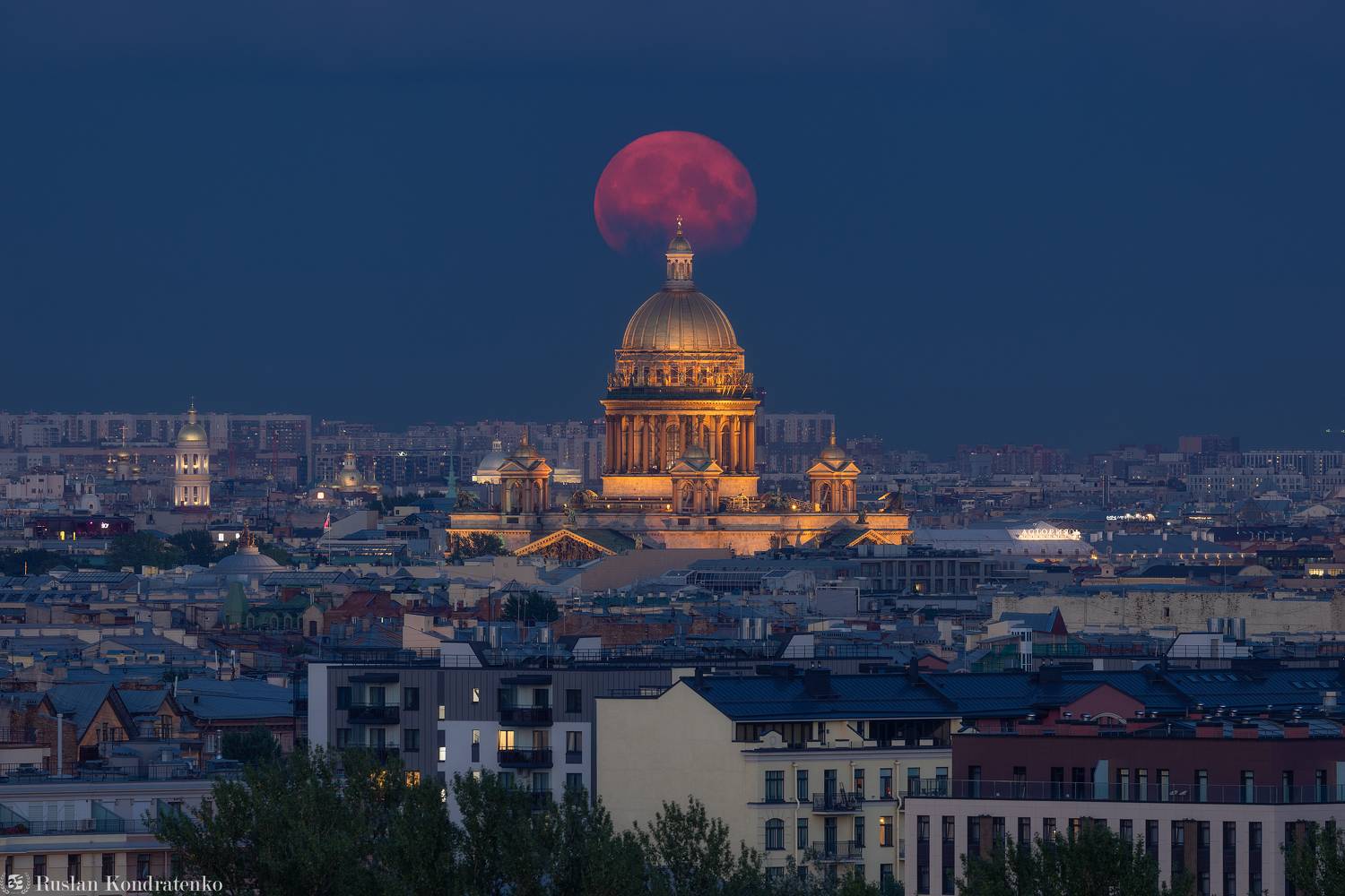санкт-петербург, луна, полнолуние, восход луны, прострел, заход луны, Кондратенко Руслан