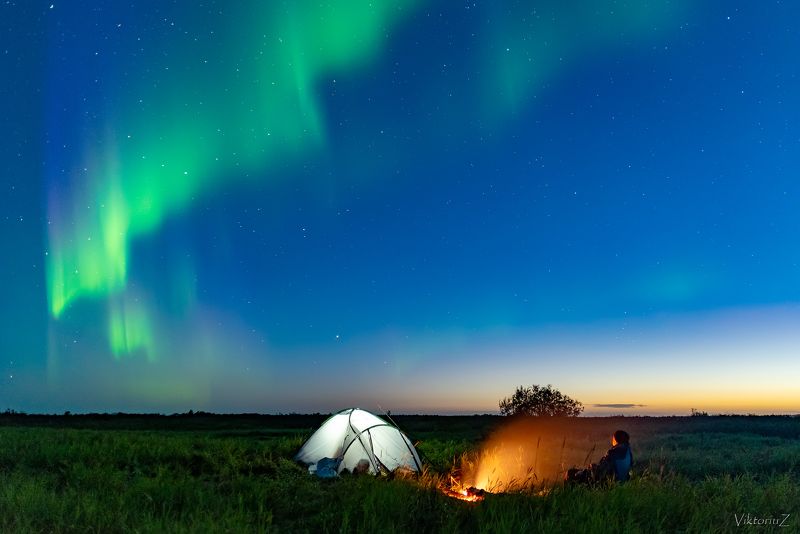 северное сияние, полярное сияние, заполярье, aurora borealis, polar lights После рыбалки. фото превью
