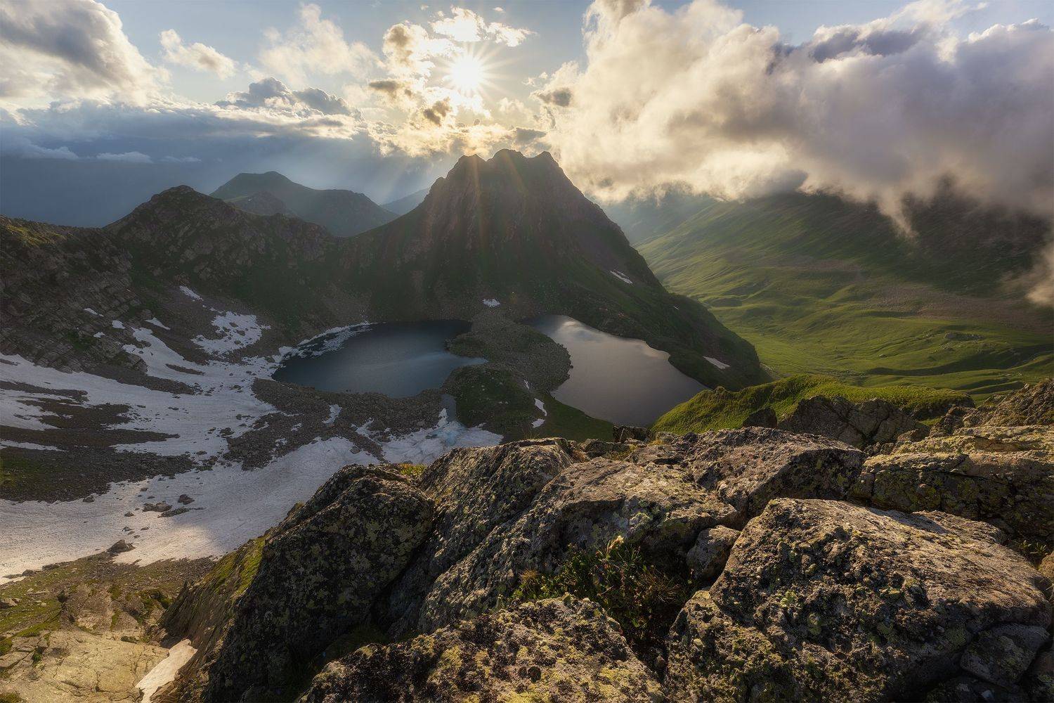 россия, кчр, кавказ, пейзаж, природа, горы, озера, загеданские озера, закат, цветы, сергейалтушкин, Sergey Altushkin