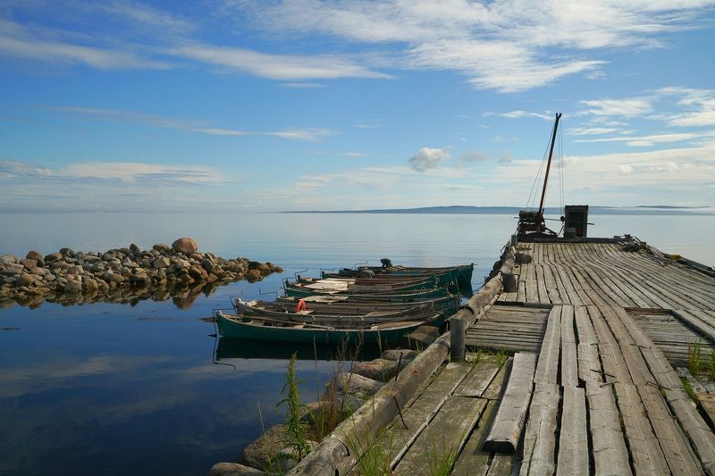 shore, boat, pier, sea, island, sky, summer, landscape, horizon, marina Morning фото превью