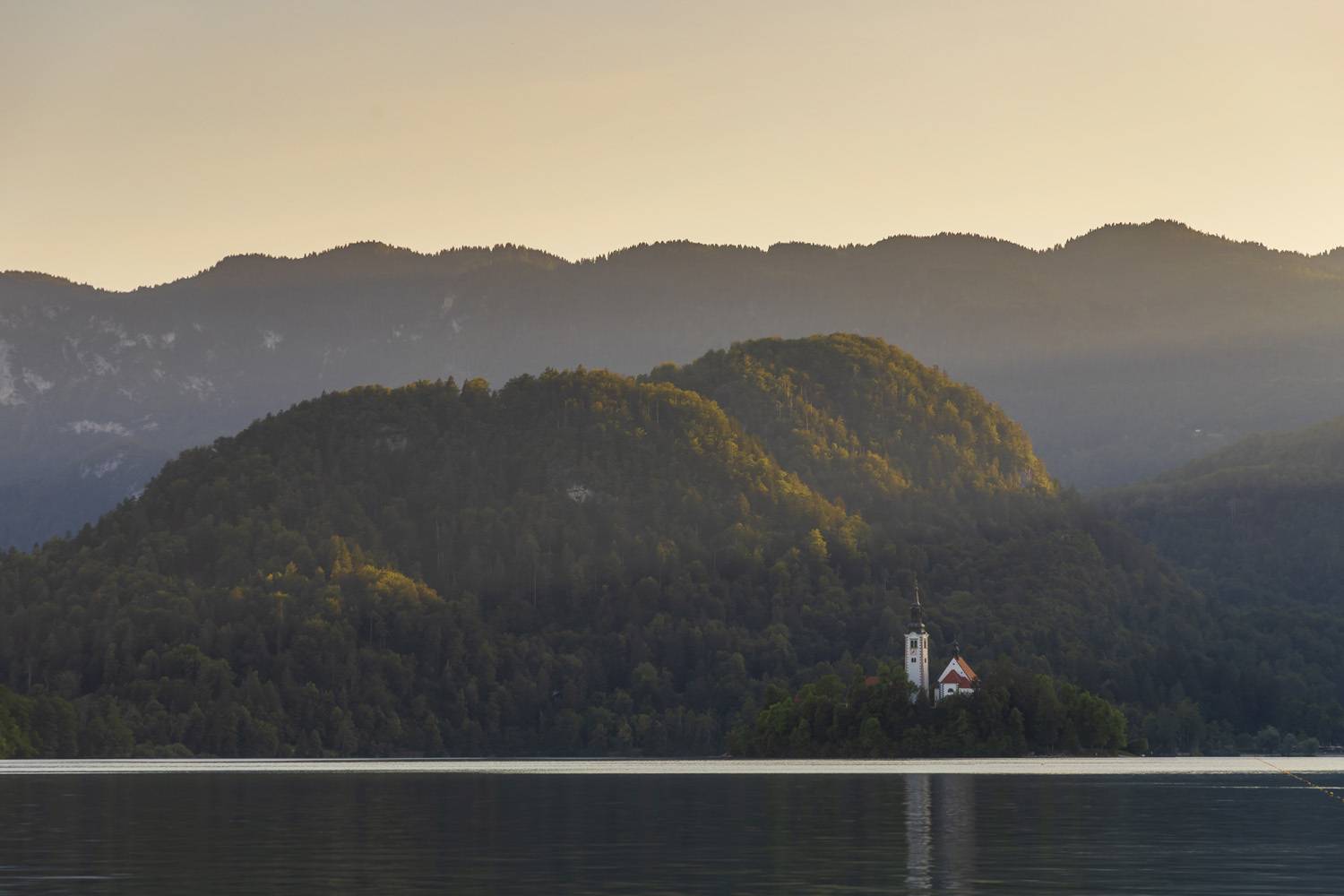 sunset, lake, landscape, mountains, water, rays, Nikolay Tatarchuk