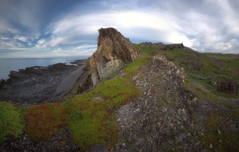 крайний север, пейзаж, закат, море, горы Мыс Кекурский, полуостров Рыбачий фото превью