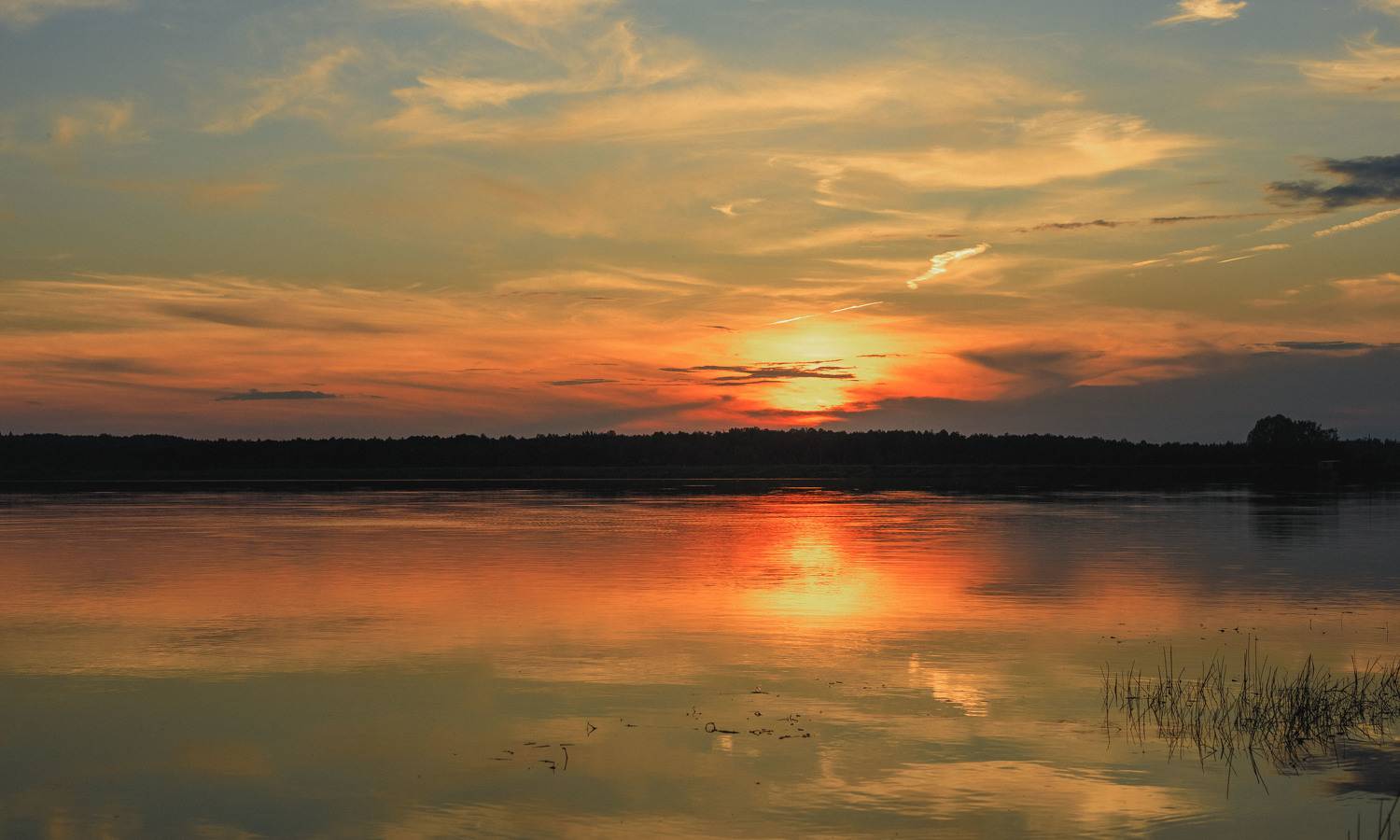 пейзаж, лето, вечер, landscape, summer, закат, sunset, озеро, lake, Васильев Владимир