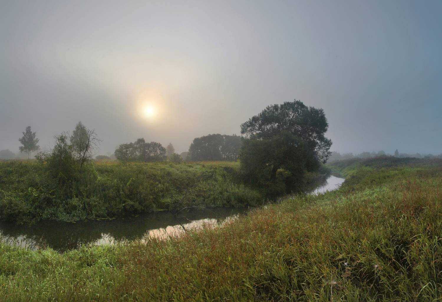 утро, река, поле, Александр Свистков