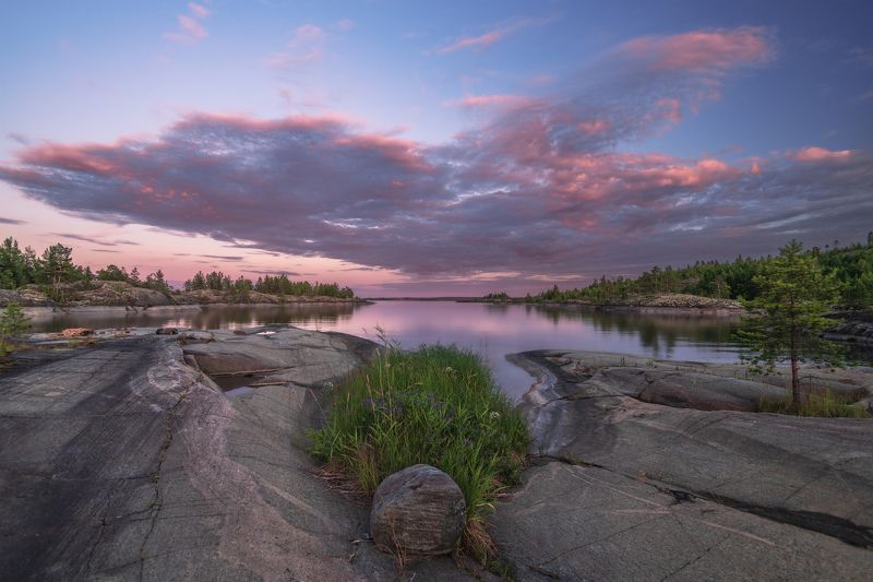 ладога, закат, вечер, остров Сиреневая безмятежность. Ладога. фото превью
