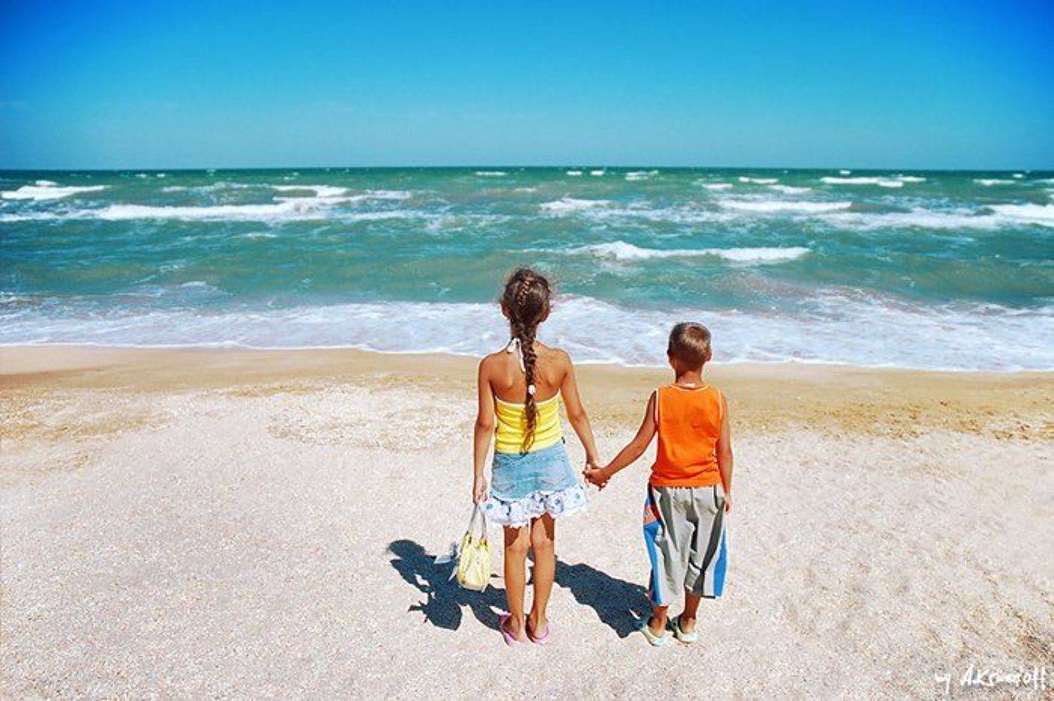 дети, море, песок, небо, A.Krasnoff