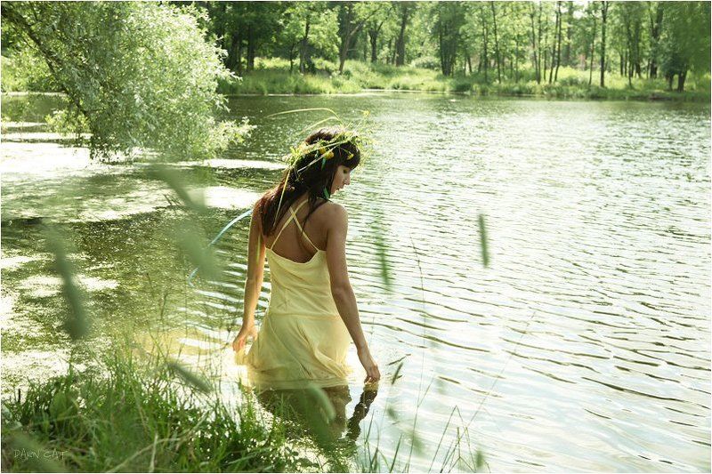 девушка, лето, чувства, озеро, венок, summer, feelings Summer feelings фото превью