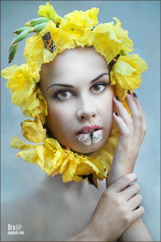 девушка, лето, цветы, бабочки ЛЕто фото превью