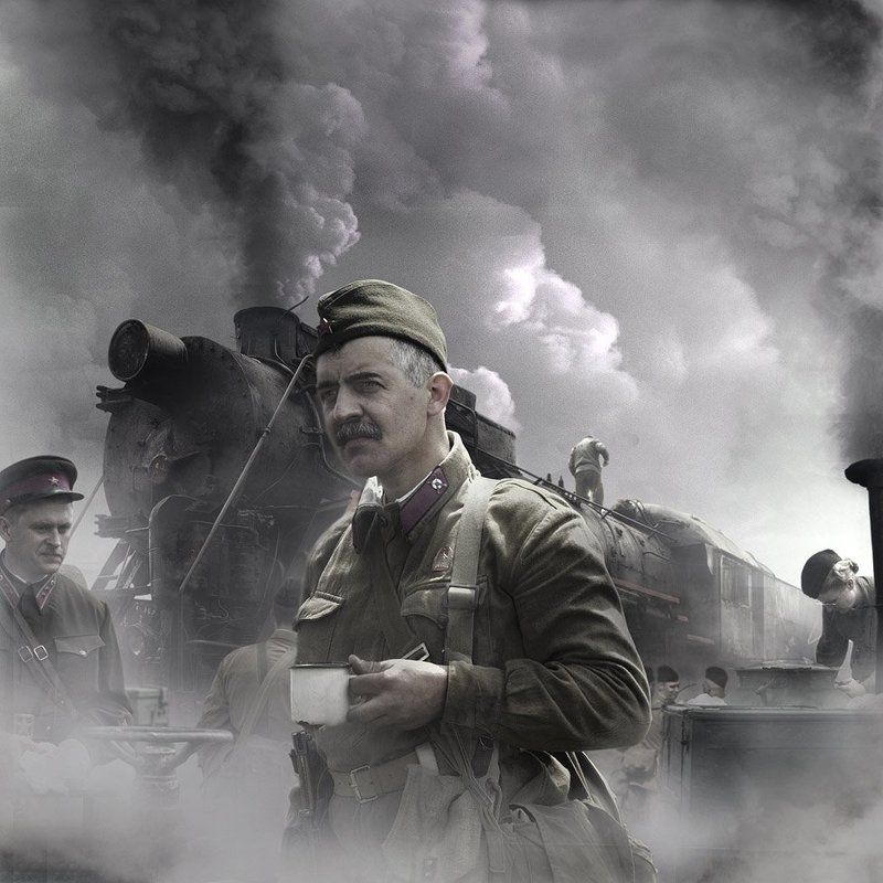 война, паровоз, солдат, дым Наши... (небесный эшелон) фото превью